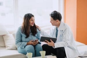 Doctor patiently explaining how to use tms for suicidal ideation​ and depression