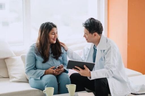 Doctor patiently explaining how to use tms for suicidal ideation and depression